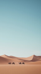 Camel Caravan Traversing Desert Dunes