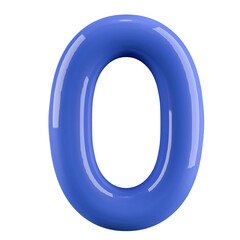 Blue 3D Number 0