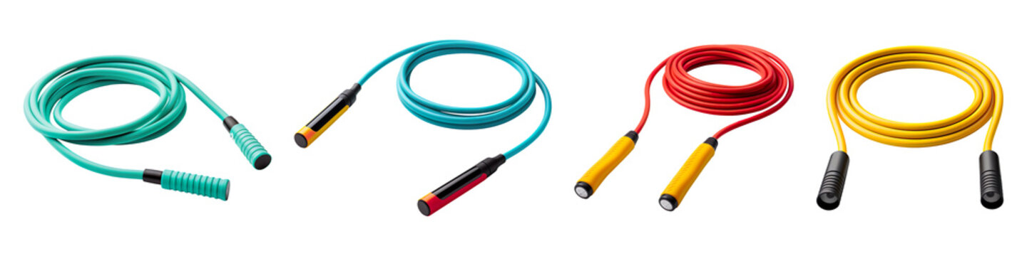 Collection set of skipping ropes isolated on transparent background