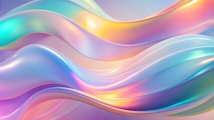 Fototapeta premium Abstract fluid pastel waves on melted plastic texture wrinkled silicone sheet background. 