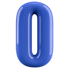 Blue 3D Number 0