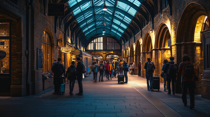 Crowded Train Station Interior