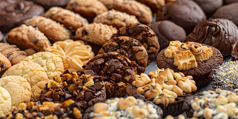 Obraz premium A decadent collection of homemade chocolate truffles and cookies generated by artificial intelligence 