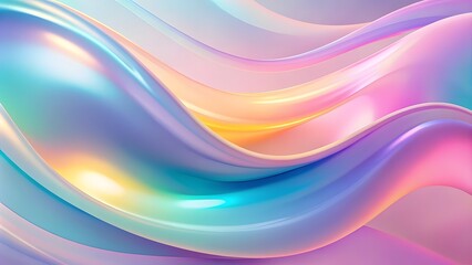 Obraz premium Abstract fluid pastel waves on melted plastic texture wrinkled silicone sheet background. 