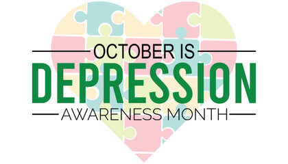 Depression Awareness Month is observed every year on October.Holiday concept background, placard, banner design template Vector illustration background design.