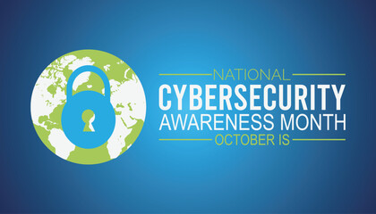 Cybersecurity Awareness Month is observed every year on October.Holiday concept background, placard, banner design template Vector illustration background design.