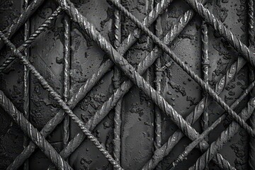 Deformed steel bars for construction background close up texture