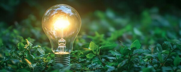 Lightbulb carbon footprint effects on environmental sustainability, with a focus on eco-friendly green power sources.