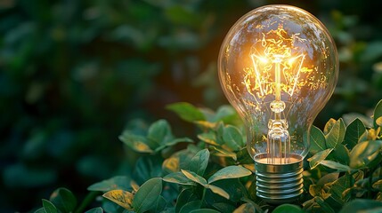 Lightbulb carbon footprint focus in renewable energy displays, showcasing sustainable and eco-friendly innovations.