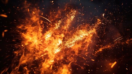 A close-up shot capturing vibrant fire sparks bursting