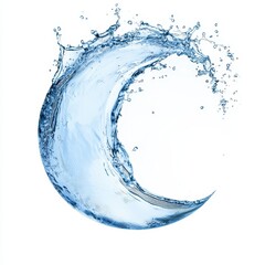Curved water splash captured on a white background