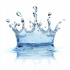 Crown-shaped water splash captured against a white background
