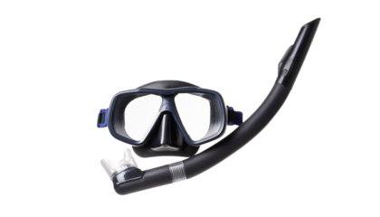 A stylish scuba mask and snorkel set, perfect for underwater exploration and marine adventures.