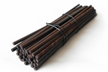 Metal rods from a steel mill bundle