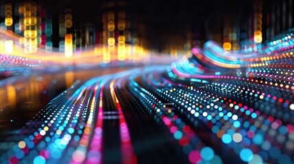 Obraz premium Abstract light trails forming a cyber grid