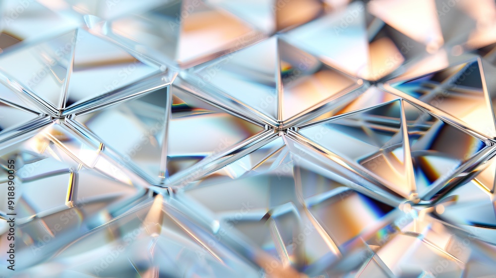 Poster abstract translucent glass geometric forms in a 3d rendered background