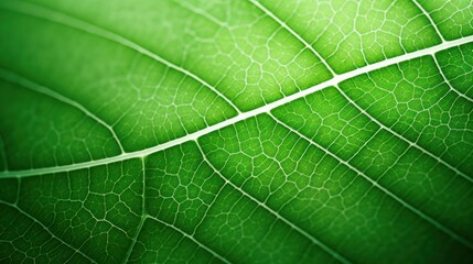 Obraz premium Extreme close-up of a lush green leaf highlighting its natural