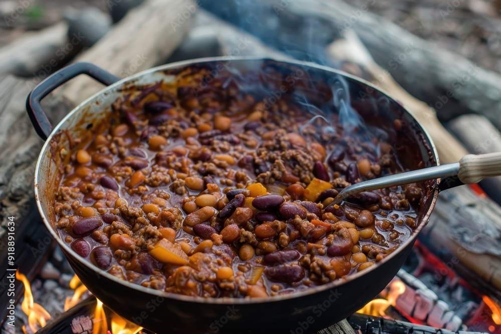 Poster outdoor camping chili beans