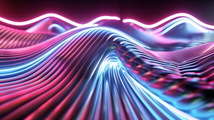 3D abstract neon wallpaper with luminous curvy shapes