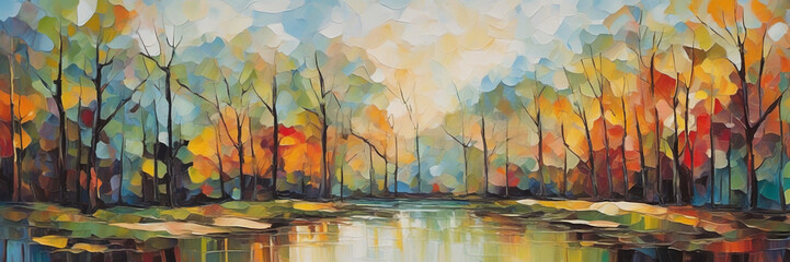 Nature landscape. Art background, Expressionism style. Digital illustration.