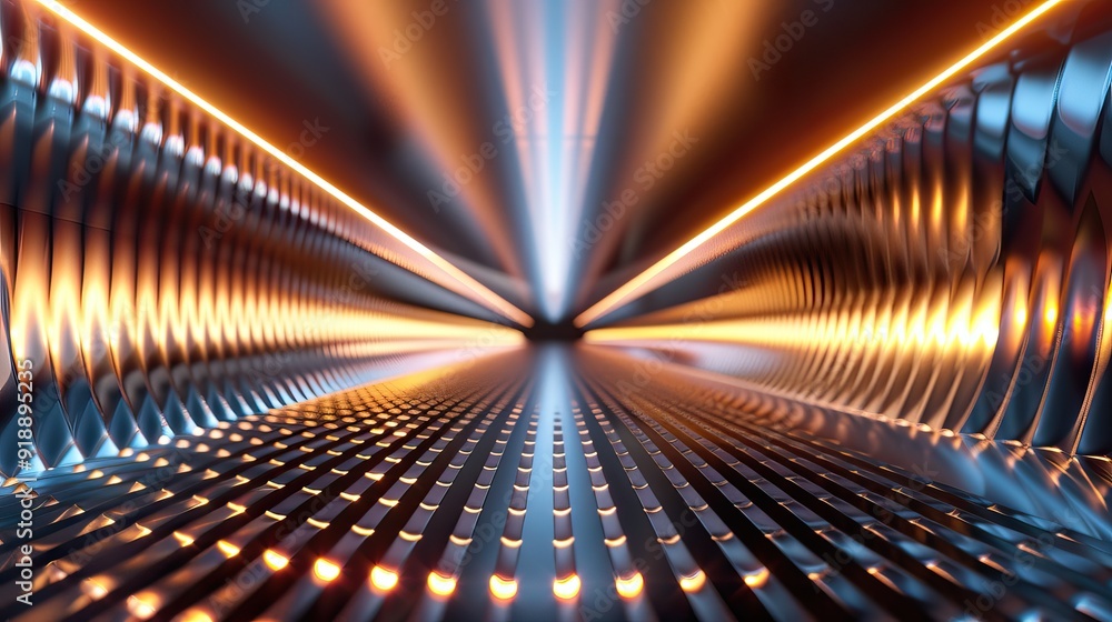 Poster abstract 3d rendering of modern minimalistic lines and light effects