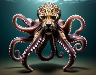 Fototapeta premium Hybrid animal between jaguar and octopus.