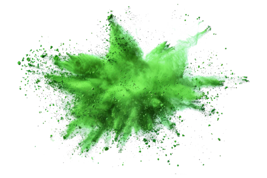 bright green paint color powder festival explosion burst isolated white background.	 - Powered by Adobe