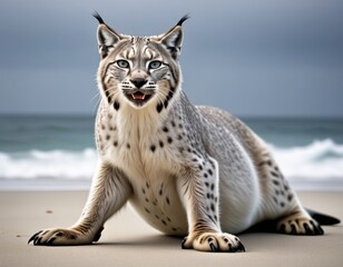 Obraz premium Hybrid animal between lynx and seal.