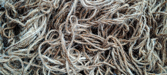 Wisted Raw Hemp Or Cotton Thread, Yarn, Rope Grunge Curve Wallpaper Material