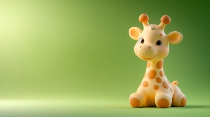 Cute 3D Cartoon Giraffe on Green Background