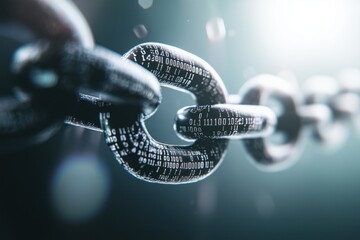 chain background with binary code