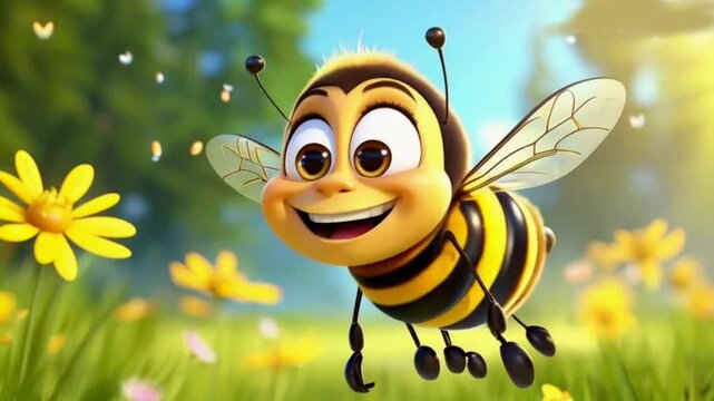 Cheerful cartoon bee High quality HD 4K video