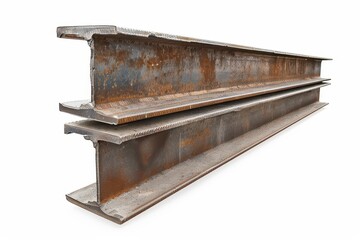 Steel I beam construction on white background