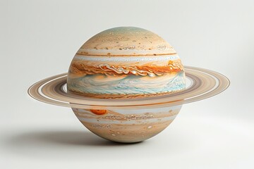 Detailed Image of Saturn on a White Background, Showcasing Its Ring Structure and Planetary Details