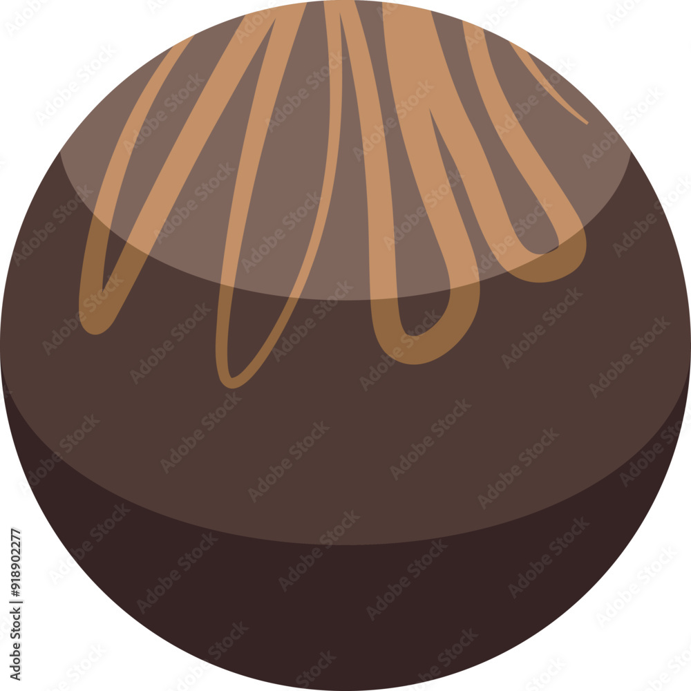 Wall mural Chocolate candy with brown chocolate drizzled on top, perfect for projects related to sweets, desserts, and treats