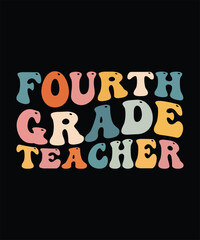 Fototapeta premium 4th Grade Teacher Funny Groovy Back To School First Day T-Shirt