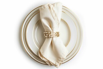 Top view of a decorative napkin ring on a white background