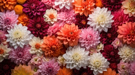 A charming chrysanthemum flower wall composed of red