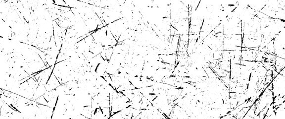 Vector black scratches texture on white grunge texture Transparent background.