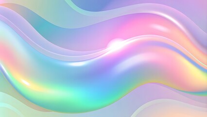 Obraz premium Holographic liquid background. Holograph blue, yellow, pink colors texture with foil effect. Hyalographic iridescent backdrop. Pearlescent gradient for design prints. 3d soft Metallic texture