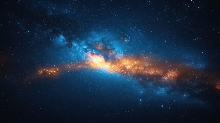 Blue and orange nebula in the night sky. Suitable for scifi book covers, astronomy posters, digital art projects, and spacethemed designs.