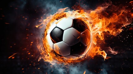 Fototapeta premium A detailed photo of a soccer ball caught in the goal net
