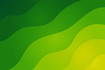 Abstract green grainy gradient background with natural waves, aesthetic retro green, yellow geometric fluid lines pattern. Gradient nature landscape banner.