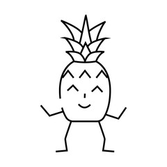 pineapple character line icon vector. pineapple character sign. isolated contour symbol black illustration