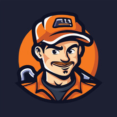 Mechanic cartoon logo design illustration white background