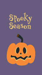 Spooky Season Text with Pumpkins. Cute Jack o'lantern illustration. Stories Template for Social Media.