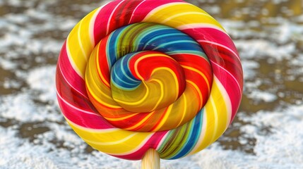 Colorful Swirled Lollipop on a Stick