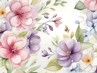 Obraz premium Flower Border Frame Watercolor Art