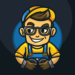 Mechanic cartoon logo design illustration white background