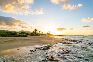 Sunrise Over Golden Sands at Sandy Beach, Oahu